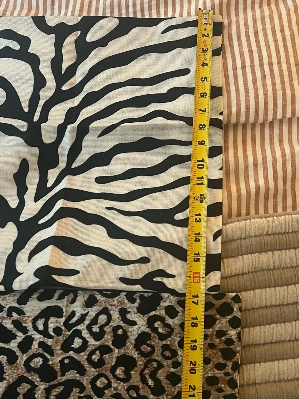 4 Throw Pillows - Animal Print Set- Leopard & Zebra 17 inch